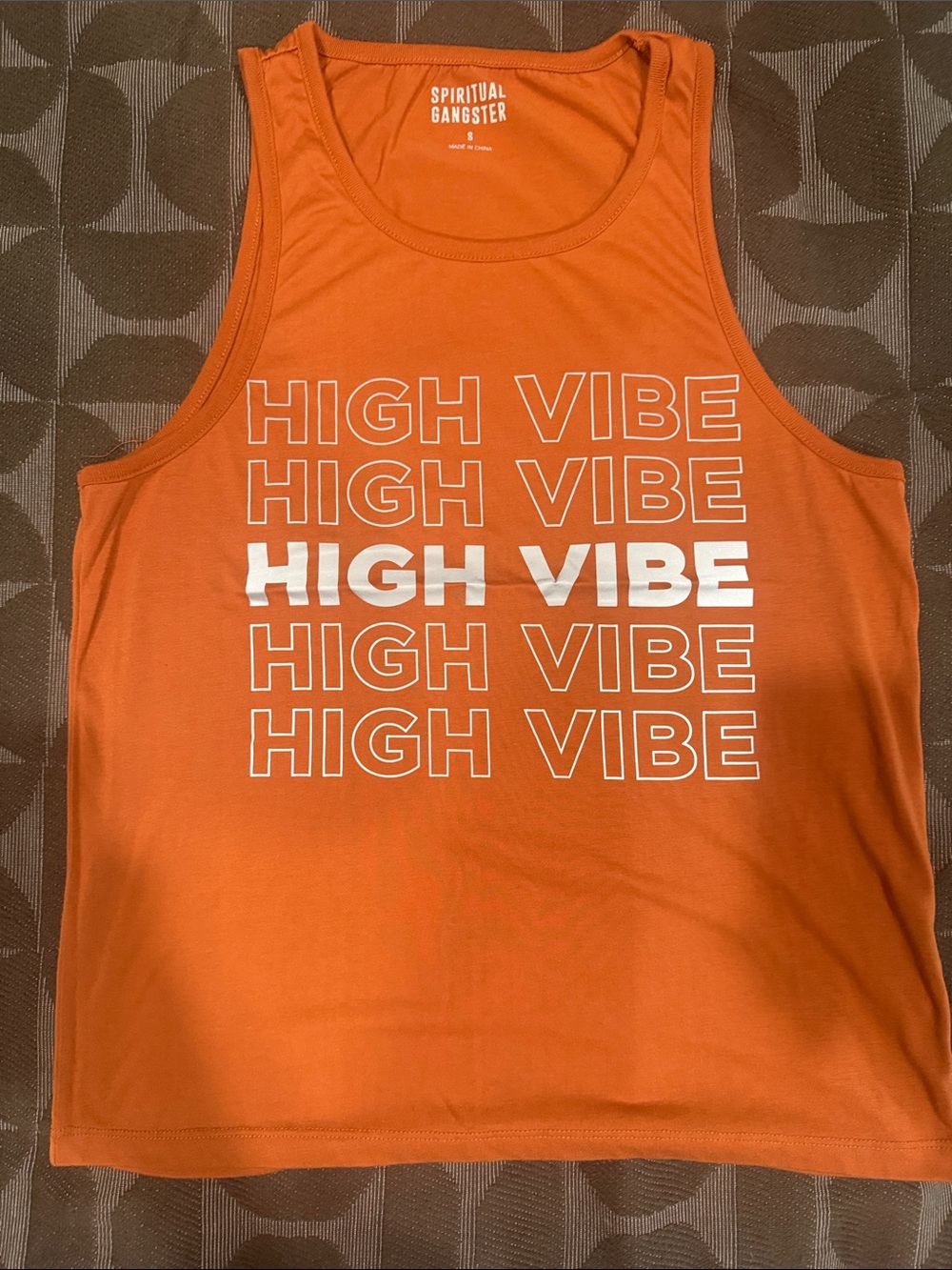 Spiritual Gangster Orange 'HIGH VIBE' Graphic Tank